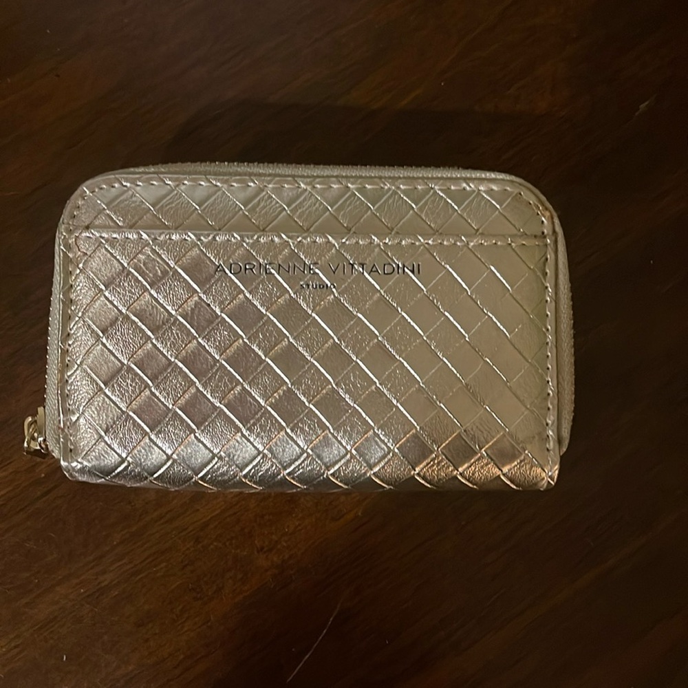 Adrienne Vittadini Gold Zip Around Wallet